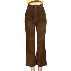 Vtg Suede Flare Pants High Waisted Women’s Sz 8 Brown Western Hippie Festival